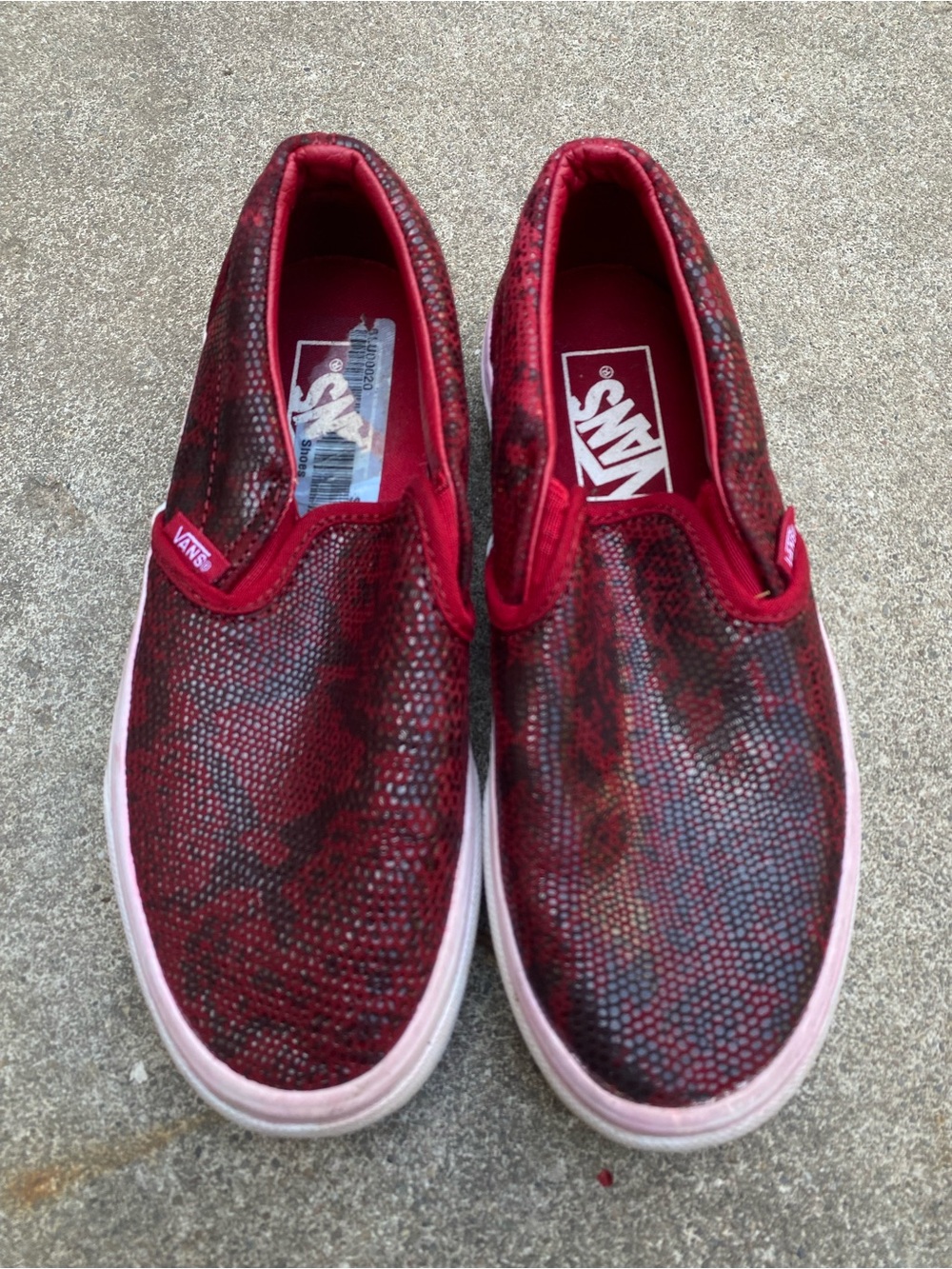 Vans Classic Slip-On Pebble Snakeskin Chili Pepper Shoes Sz 5 Womens